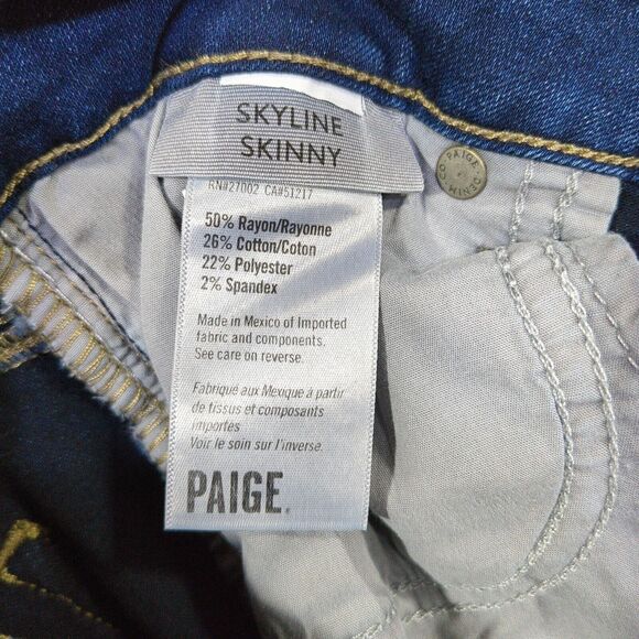 Paige Jeans Womens 27 (28x31) Ankle Skyline Skinny Dark Blue Denim Stretch - Picture 11 of 13